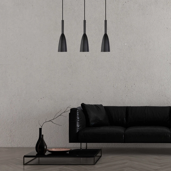 Wisząca LAMPA hygge SOLIN LP-181/3L BK Light Prestige metalowa OPRAWA na listwie ZWIS kaskada czarna