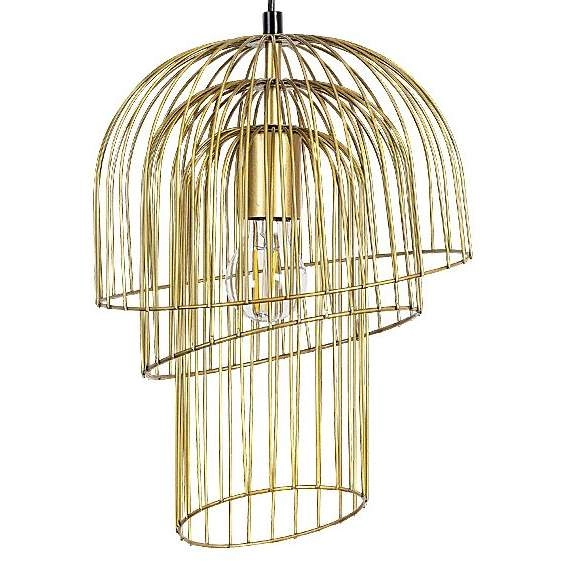 Wisząca LAMPA hygge ROWENA 6228 Rabalux metalowa OPRAWA druciany ZWIS klatka loftowa złota