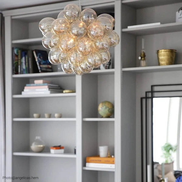 Molekułowa lampa wisząca Gross 4200440-5503 szklane kule bursztynowa