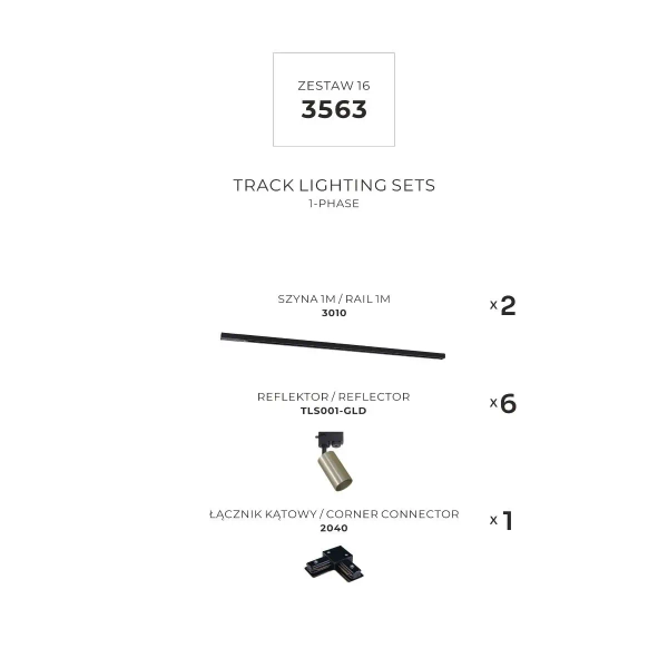 Zestaw szynoprzewodowy sufitowy 3563 jednoobwodowy kątowy czarny