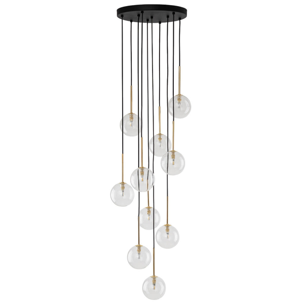 Lampa wisząca kaskadowa Nilos 5944 kule do kuchni przezroczysta złota