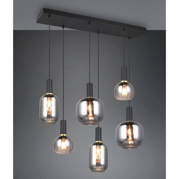 Metalowa wisząca lampa DIVA 319800632 Trio bubbles przydymiony czarny