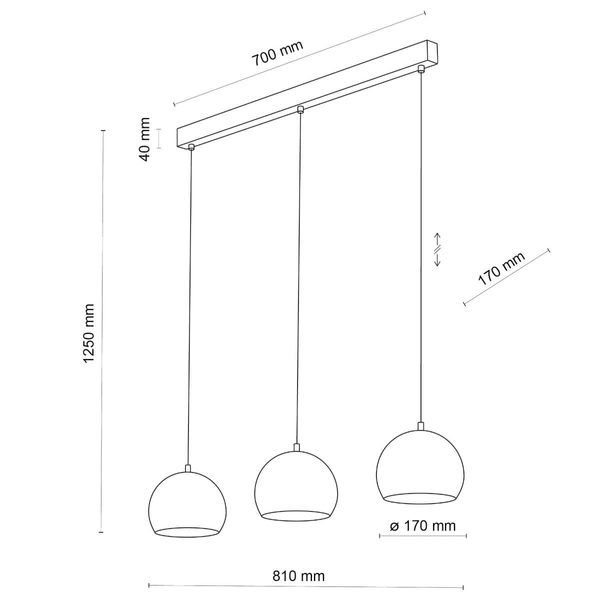 Lampa zwisowa na listwie Zoe 10169 nad stół round kule czarna