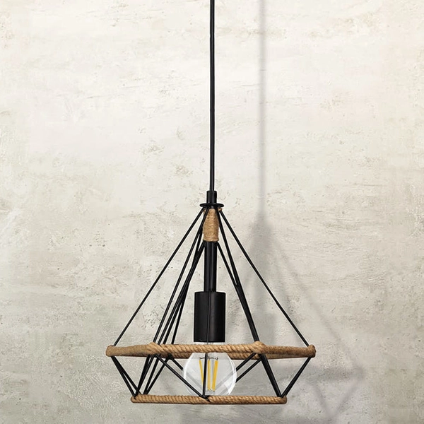 Druciana LAMPA wisząca BROXTON ROPE metalowa OPRAWA industrialny zwis liny czarne brązowe