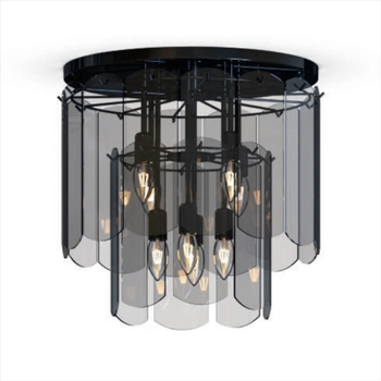 Sufitowa lampa Nira MX3523-8M-EBCN Zumaline metal szkło czarny przydymiony