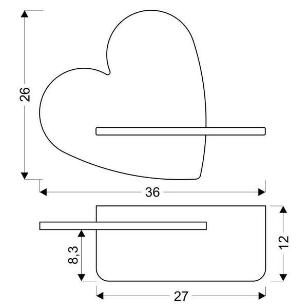 Lampa ścienna HEART 21-84569 z półką LED 5W 4000K serce różowe drewno
