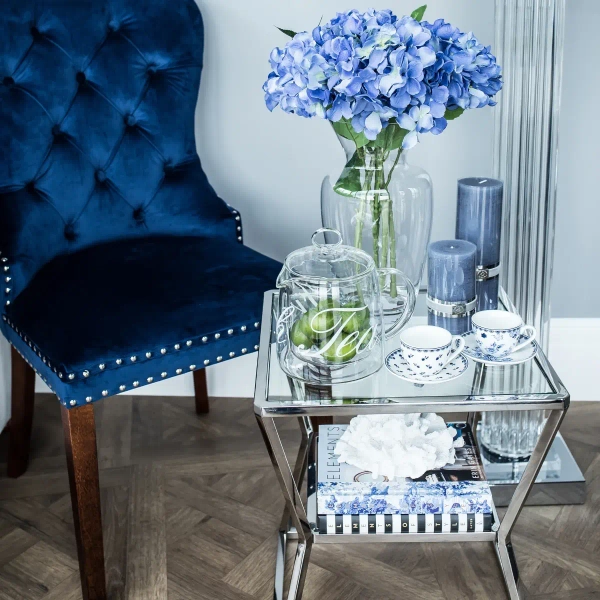 Dwupoziomowy stolik Belmont BM-ST1520S Cosmolight przezroczysty srebrny