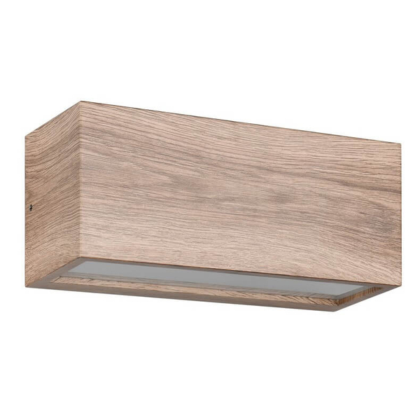 Tarasowa lampa ścienna Mayenne 218560235 IP44 kostka prostokąt drewniana