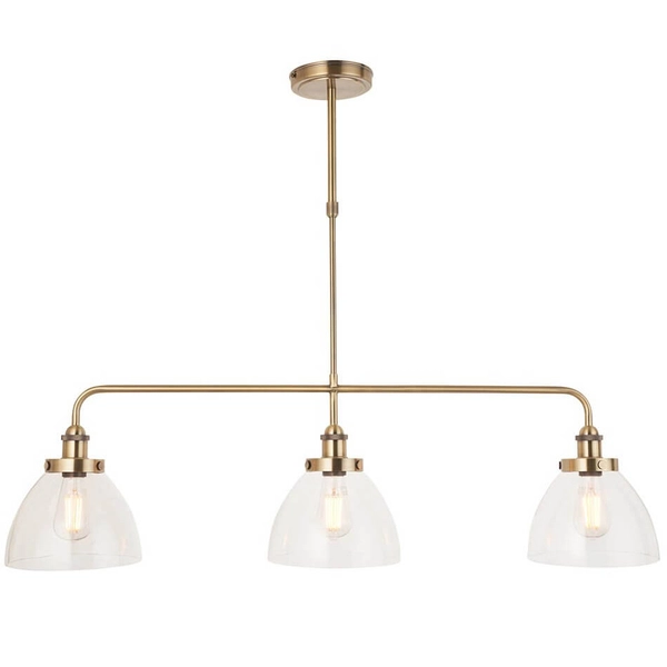Sufitowa lampa potrójna Hansen 103014 szklana metalowa mosiądz