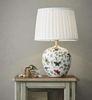 Abażurowa LAMPA stołowa MANSION 107040 Markslojd ceramiczna LAMPKA klasyczna wzorki retro ptaki biały