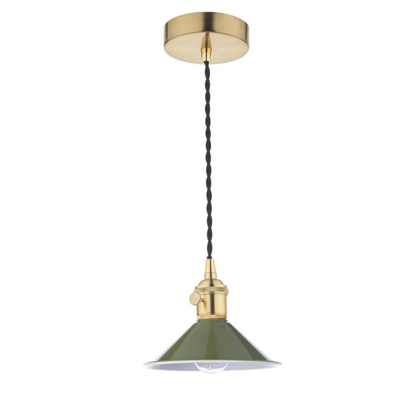 Lampa wisząca nad stół Hadano HAD0140-07 Dar Lighting zielona mosiądz