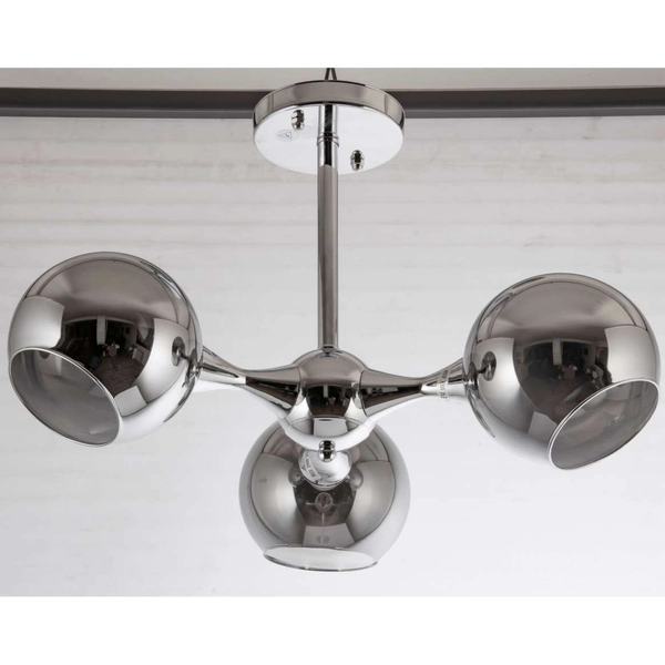 Loftowa lampa sufitowa VEN C854-3 szklana modernistyczna chrom przydymiona