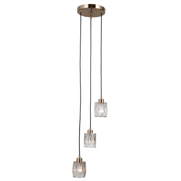 Potrójna lampa wisząca tuba Torno PND-40813-3R-HBR złoty przezroczysty