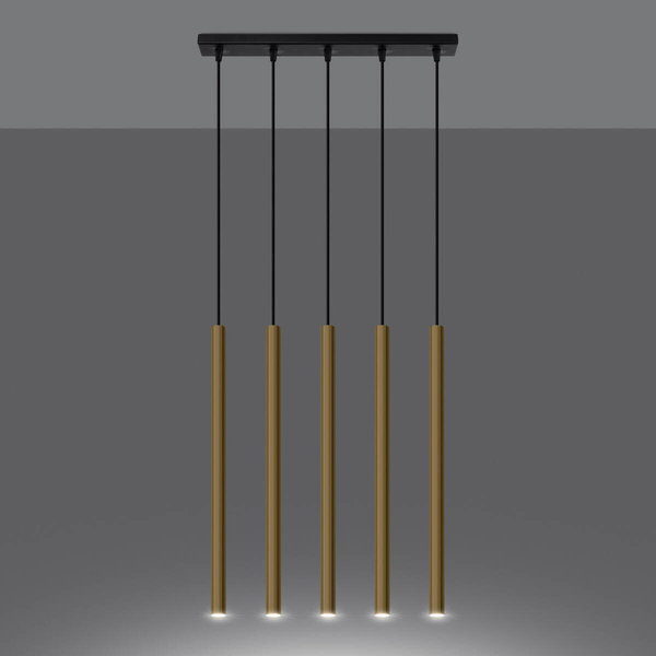 Wisząca lampa na belce Pastelo SL.1198 sople czarna złota