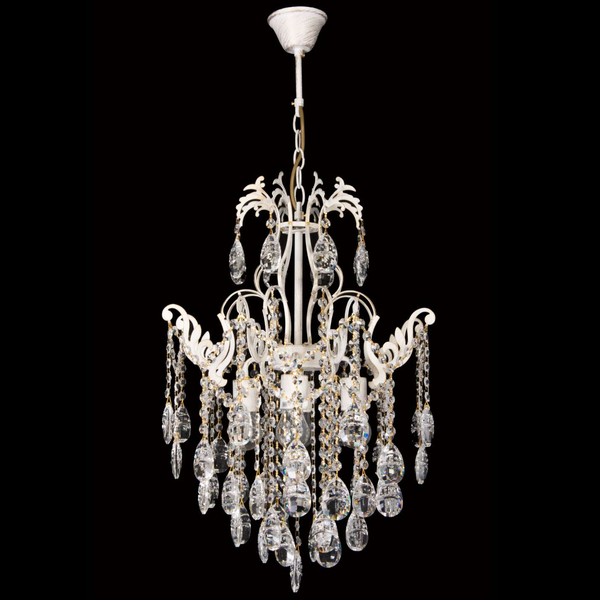 Żyrandol LAMPA wisząca VEN E 1305/4 szklana OPRAWA glamour ZWIS z kryształami crystal biały przezroczysty