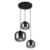 Potrójna szklana wisząca lampa Calto PND-67705-3-BK-SG przydymiona