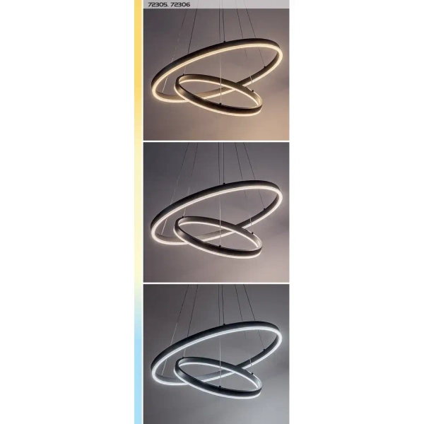 Ledowy żyrandol wiszący Isaure 72306 LED 100W 3000-6500K ringi czarny