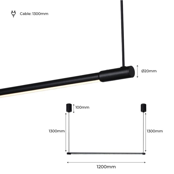 Podłużna lampa wisząca Linea ABR-ML22W-3000K Abruzzo LED 22W 3000K czarny