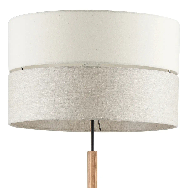 Podłogowa lniana lampa Eco 5597 tuba sosna biały beżowy