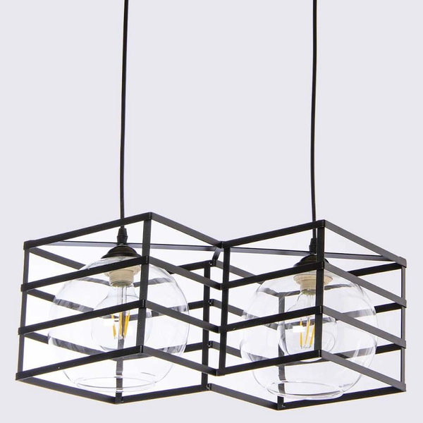 Wisząca lampa druciana VEN W-3851/2 BK geometryczna czarny przezroczysty