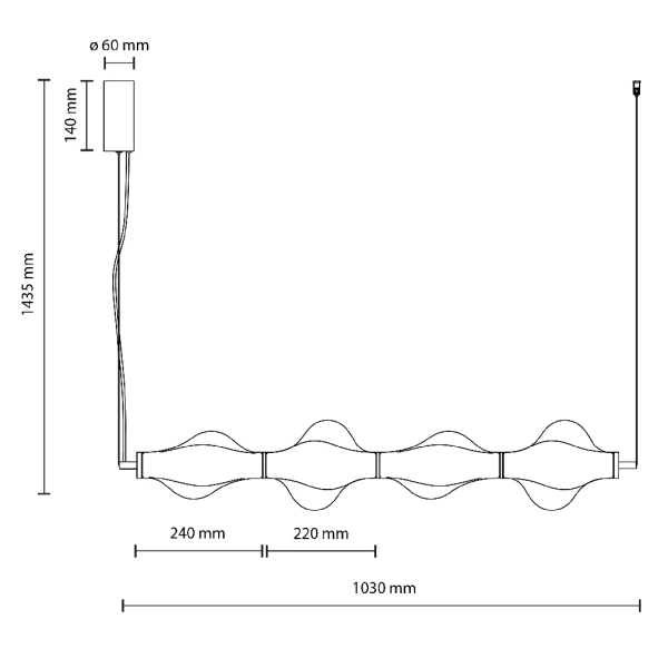 Ledowa podłużna lampa wisząca Elva 18217 LED 30W 3000K grafitowy