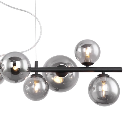 Loftowa lampa wisząca Riha 56133-9H kule do jadalni ball czarna przydymiona