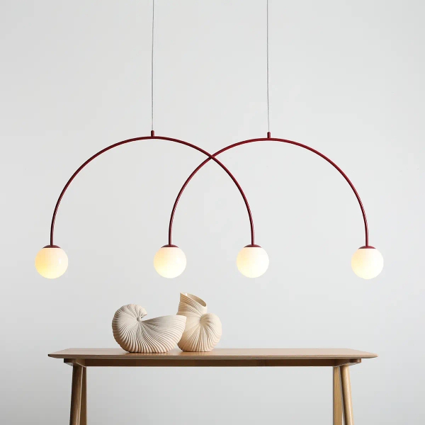 Podwójna wisząca lampa Una 1116L15_L szklane kule czerwone białe
