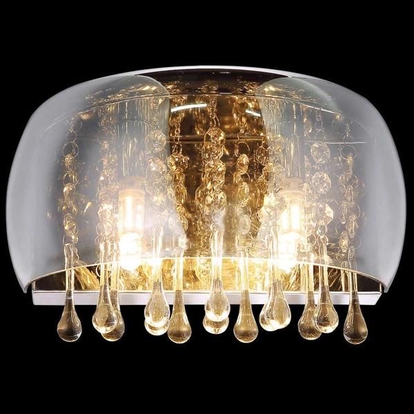 Ścienna LAMPA glamour KALLA 15809W Globo szklana OPRAWA kinkiet z kryształkami przezroczysty przydymiony chromowany