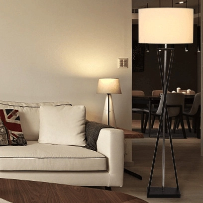 LAMPA podłogowa SANDGLASS FSG-W-E27 Abigali abażurowa OPRAWA stojąca biała