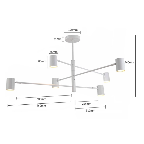 Sufitowa lampa SNOW LP-731/6P WH Light Prestige regulowana do salonu biała