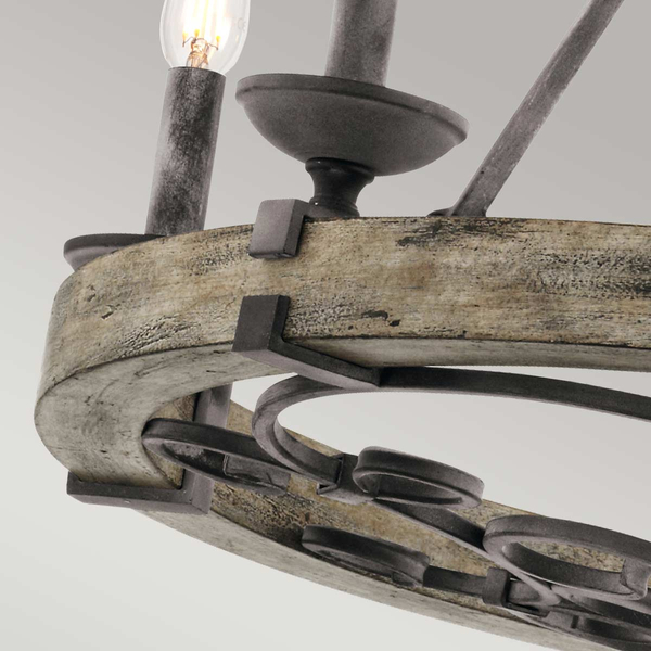 Świecznikowa lampa wisząca Taulbee KL-TAULBEE6 Kichler czarny drewniany