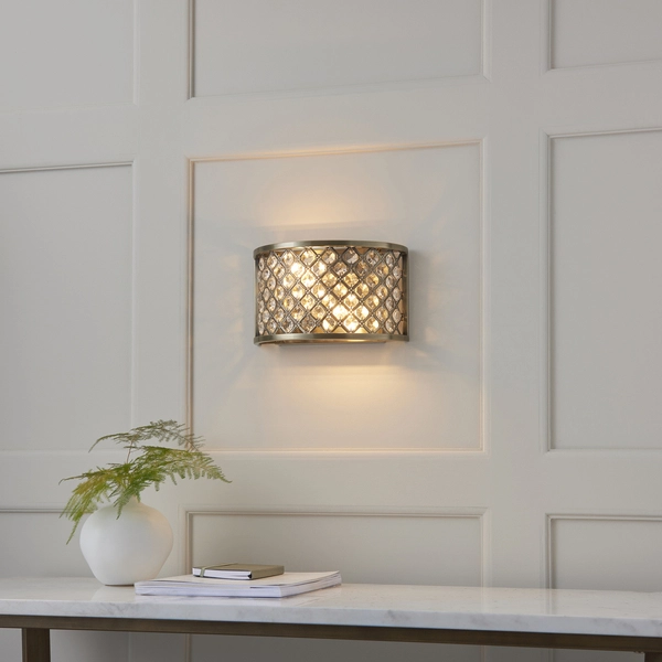 Kryształowy kinkiet Hudson 70559 Endon crystal antyczy mosiądz