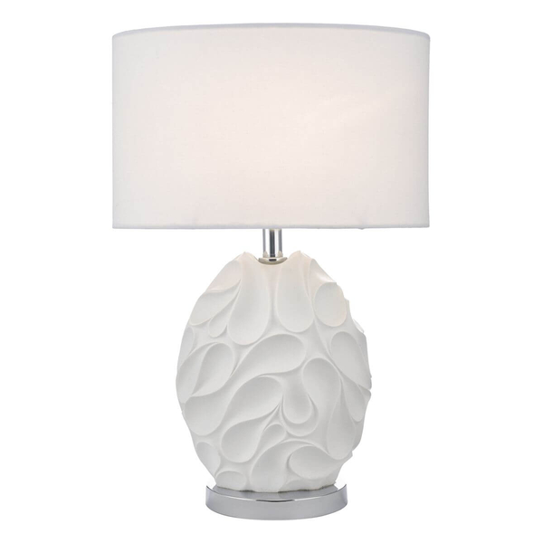 Stołowa lampka do sypialni Zachary ZAC412 glamour z abażurem biała