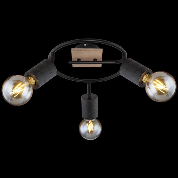 Regulowana LAMPA sufitowa JOSELLA 54033-3 Globo metalowa OPRAWA reflektorki czarne drewno