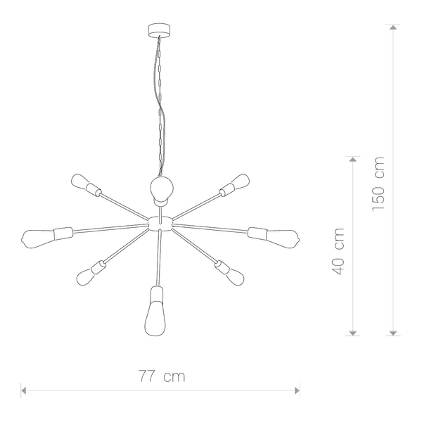 Zwis na łańcuchu Rod 9734 czarna lampa wisząca nad blat sticks