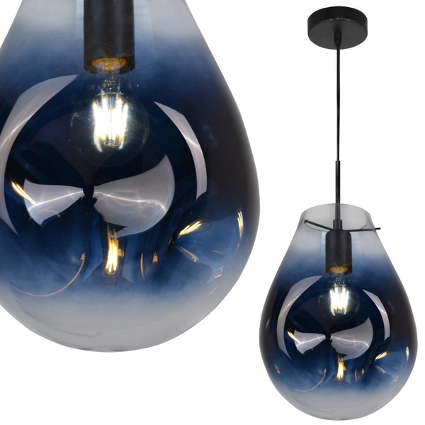 LAMPA wisząca KIMBERLY 316257 Polux loftowa OPRAWA szklany zwis niebieski
