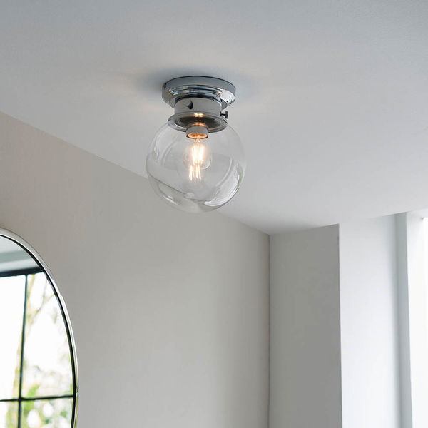 Kulista lampa sufitowa Cheswick 96138 IP44 chrom przezroczysty