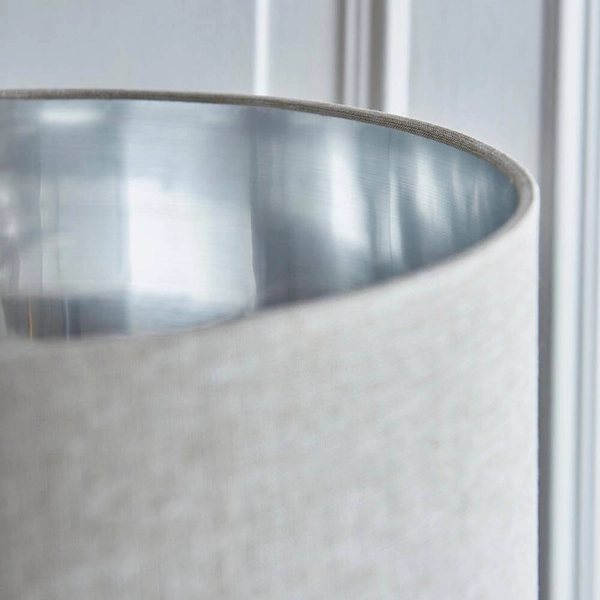 Abażurowa lampa stojąca Highclere 112232 tkaninowa brązowa chrom