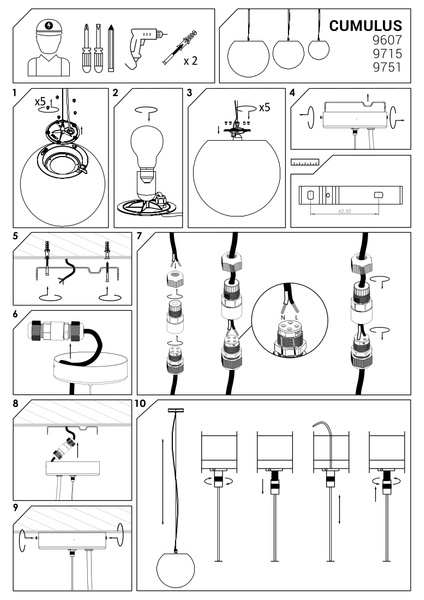 Nowoczesna lampa wisząca Cumulus 9751 outdoor biała zewnętrzna