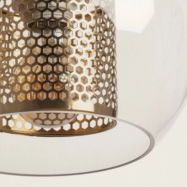 Szklana lampa wisząca Nobile ABR-Z0N-E27 Abruzzo kula złoty przezroczysty