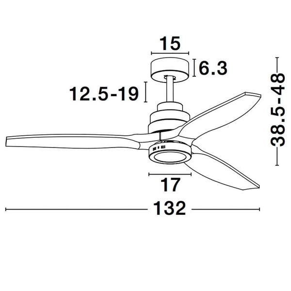 Plafon z wentylatorem SEGOVIA LE42554 Luces Exclusivas LED 12W 3000K ekologiczny drewno biały