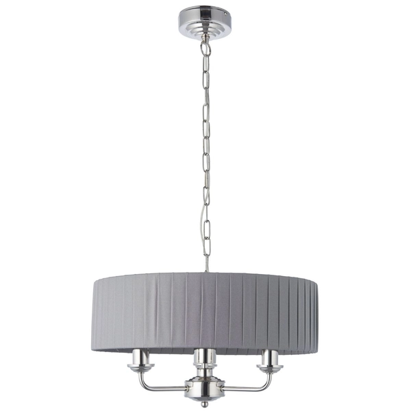 Żyrandol Highclere 94394 Endon plisowany abażur nikiel szary