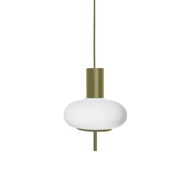 Owalna lampa wisząca TORNI TOA11414P0 oliwkowa biała szklana metalowa E27 15W nad stół