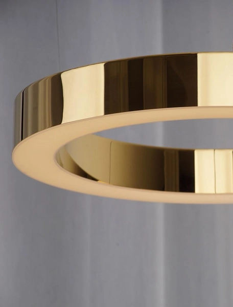 LAMPA wisząca LUXURY P0370D Maxlight LED 67W 3000K metalowa OPRAWA okrągły ZWIS pierścień ring złote