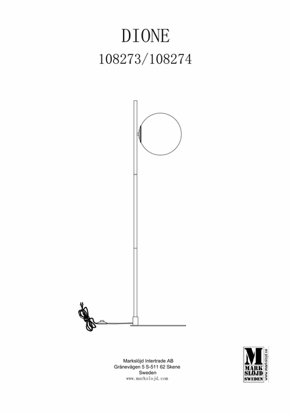 Salonowa lampa podłogowa Dione loft kula biała czarna