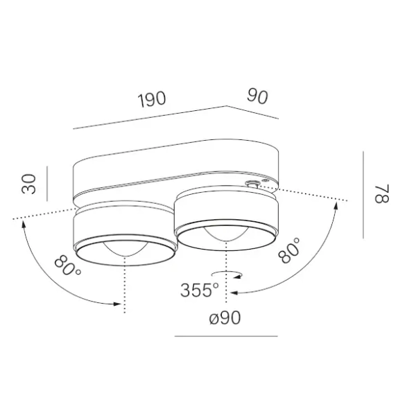 Podwójna sufitowa lampa czarna QRLED next LED 12W 3000K regulowana do salonu 16526-L930-W3-00-12