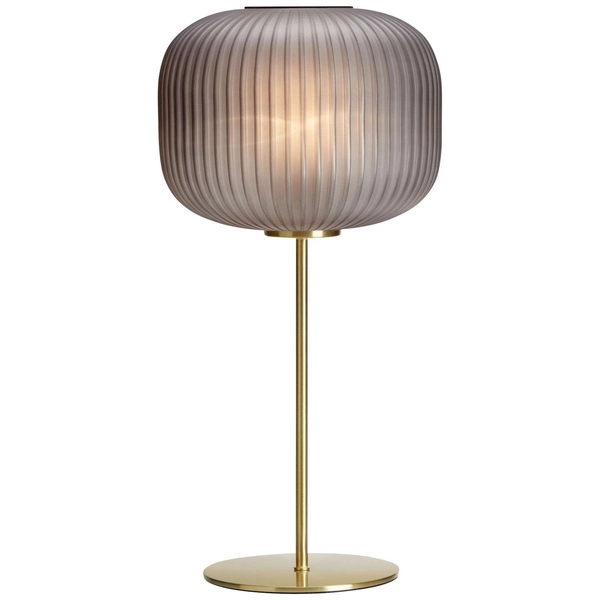 Stołowa LAMPKA biurkowa SOBER 107820 Markslojd szklana LAMPA stołowa plisowana mosiądz szara