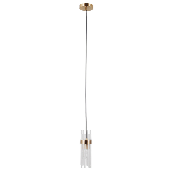 Szklana lampa wisząca tuba Taraso PND-40760-1-HBR złoty przezroczysty OUTLET
