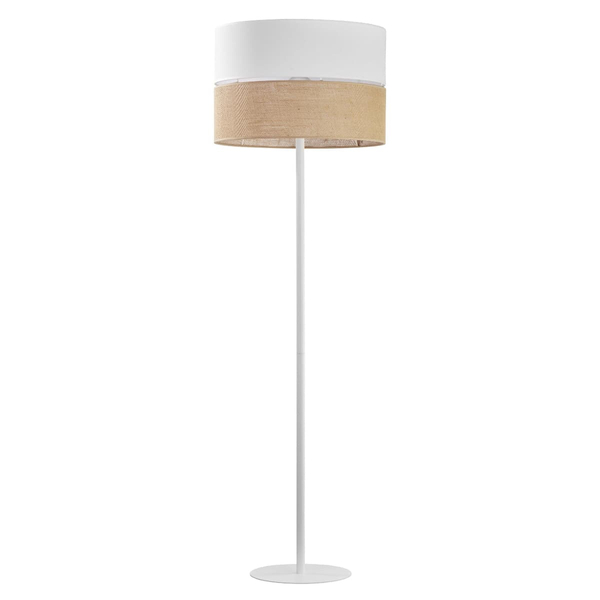 Podłogowa lampa jutowy klosz Linobianco 5241 TK Lighting brązowa biała