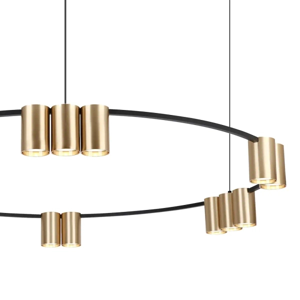 Pierścieniowa lampa wisząca GENESIS ML0378 tubki złote czarne